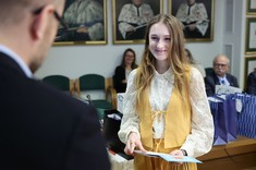 L. Żaczek na uroczystości wręczenia nagrody w Ogólnopolskim Konkursie Studenckim „Przestrzeń dla wszystkich” ,